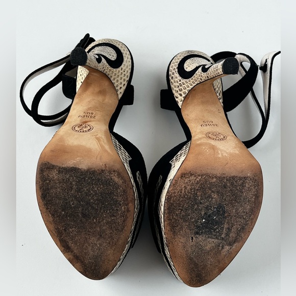 Bally Ilya Heels- US 6 / EU 36.5 - Black suede and neutral snakeskin - Picture 5 of 6